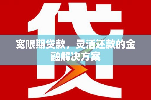 宜丰宽限期贷款，灵活还款的金融解决方案